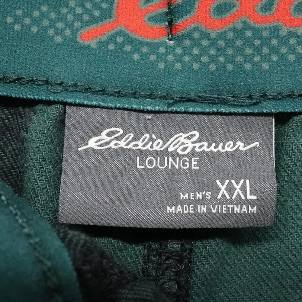 Eddie Bauer Lounge Pants Mens 2XL Green Plaid Flannel Drawstring Pajama